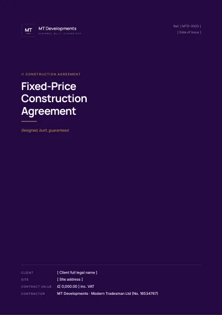 The cover of our fixed-price construction agreement