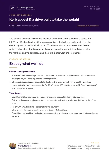 The first page of one of our proposals