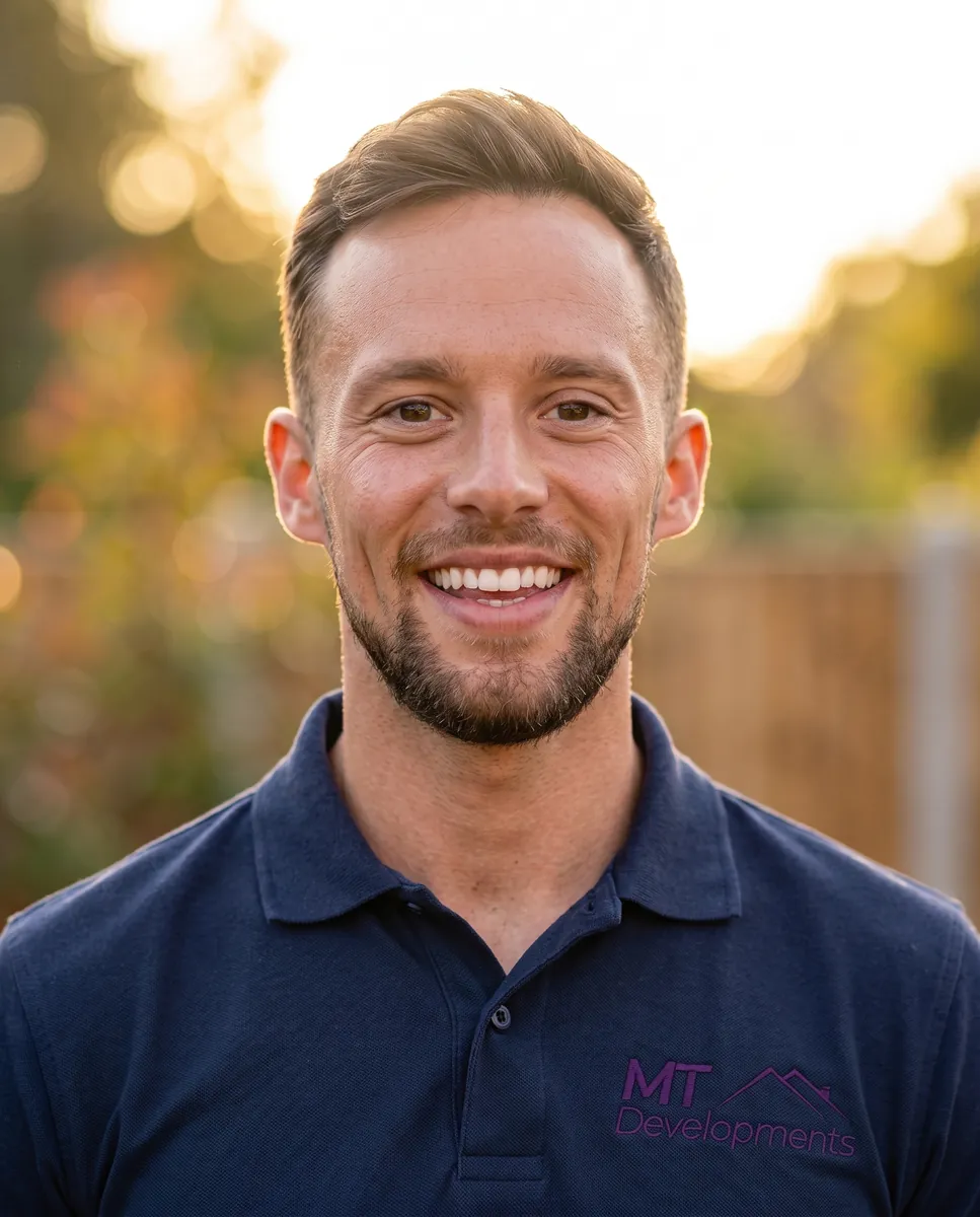 Chris, founder of MT Developments, in an MT Developments polo shirt
